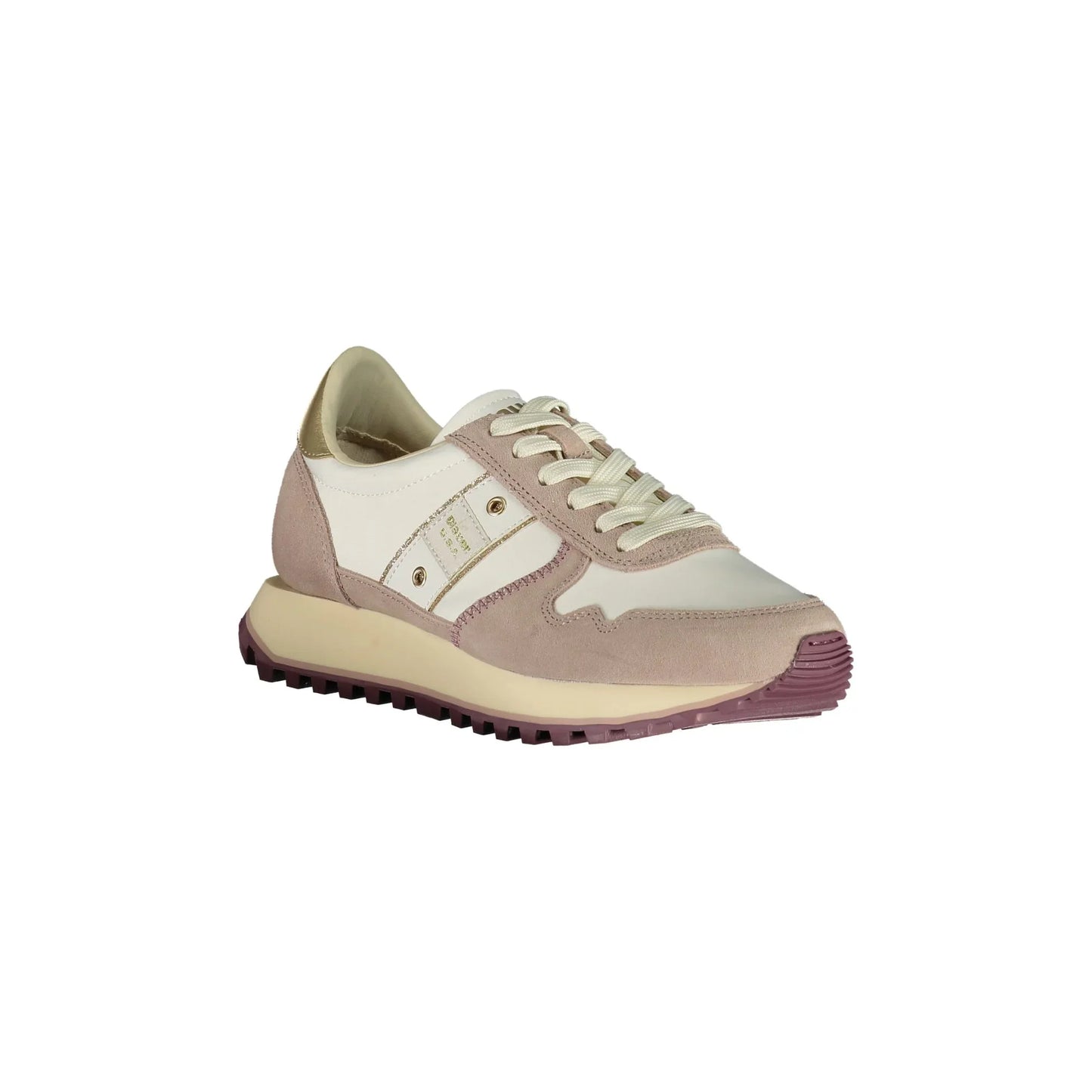 Weiße Damen-Sneaker von BLAUER mit lila und goldenen Details