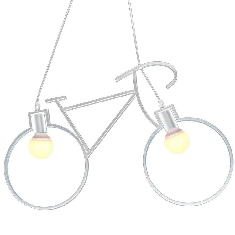 Bicycle-Shaped Pendant Light in White Metal with 2 E27 Sockets 
