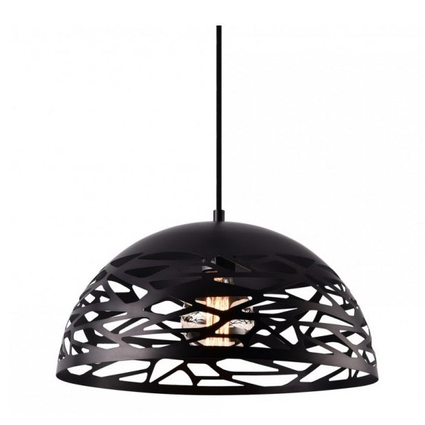 Modern Pendant Chandelier with Perforated Woven Iron Lampshade, E27, Black