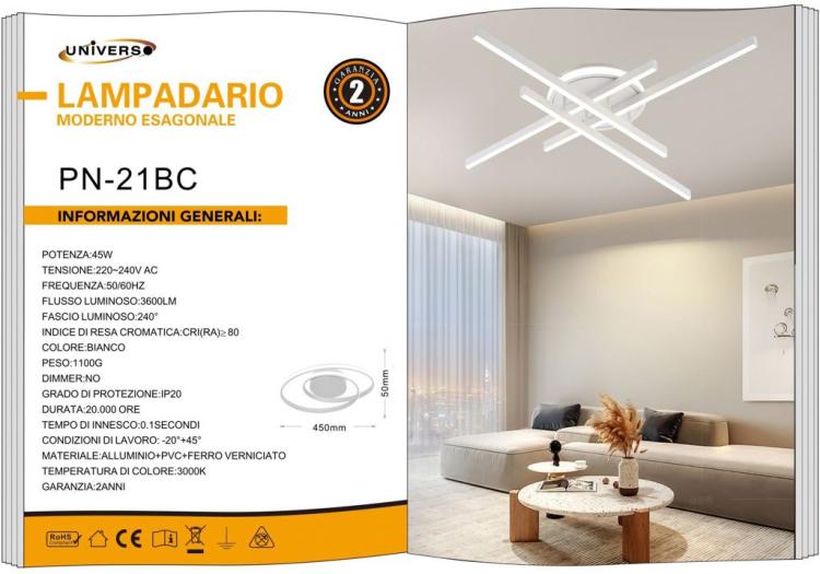 Modern LED Ceiling Light 45 Watt Chandelier Lamp Warm White 3000K