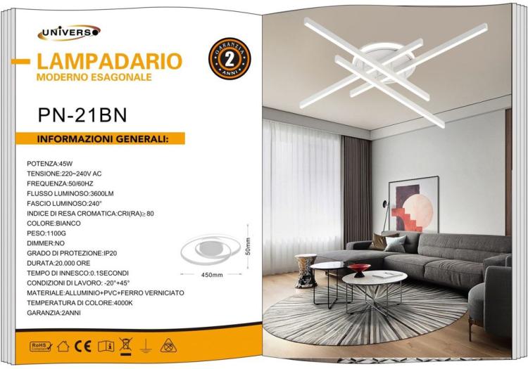Moderne LED-Deckenleuchte, 45 Watt, Kronleuchter, Naturweiß 4000 K