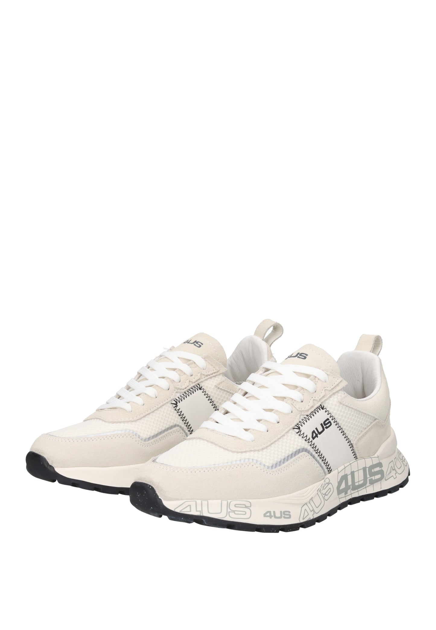 4US-13 sneaker PACIOTTI 4US in white suede and fabric with lace-up closure and padded insole.