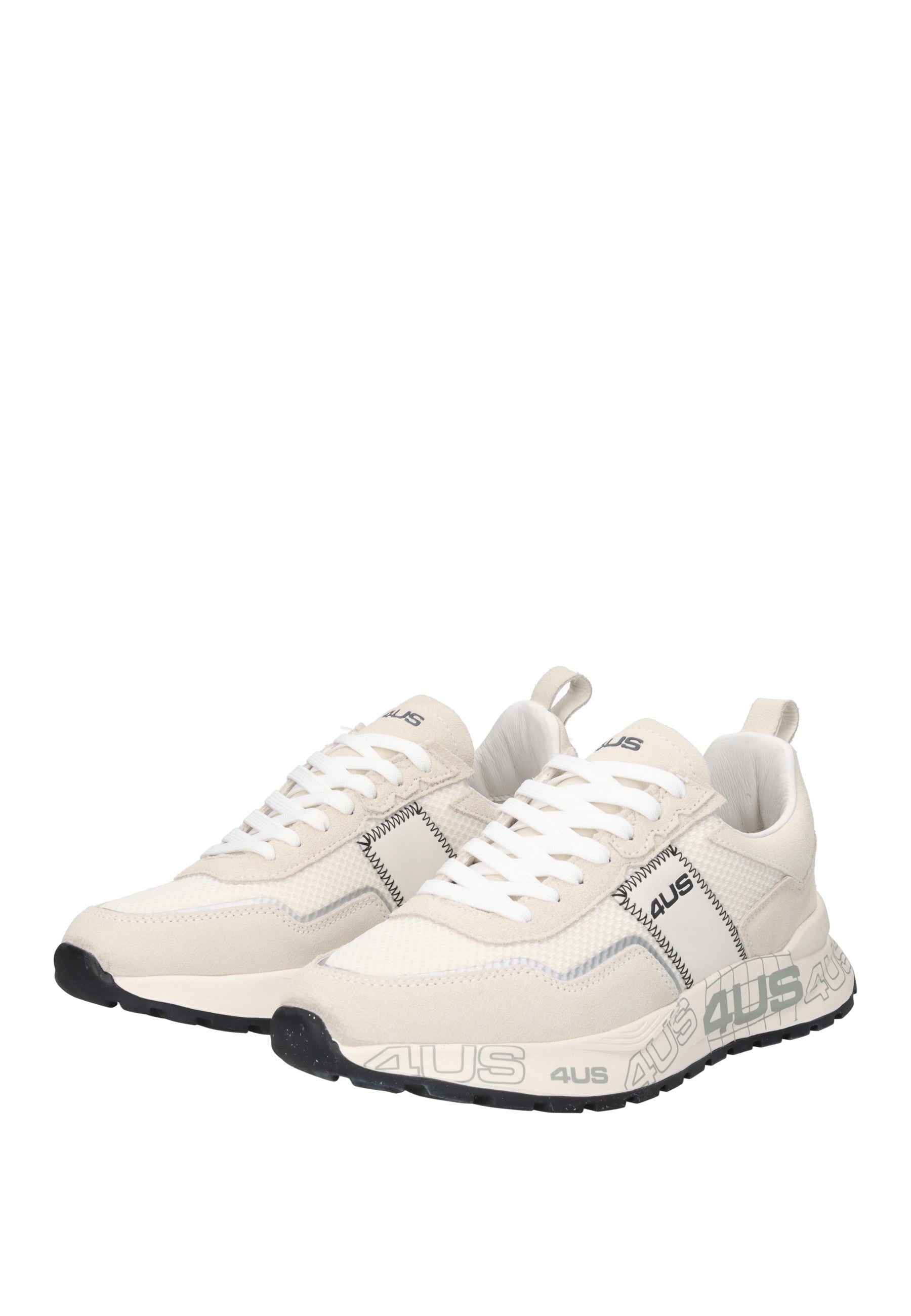 4US-13 sneaker PACIOTTI 4US in white suede and fabric with lace-up closure and padded insole.