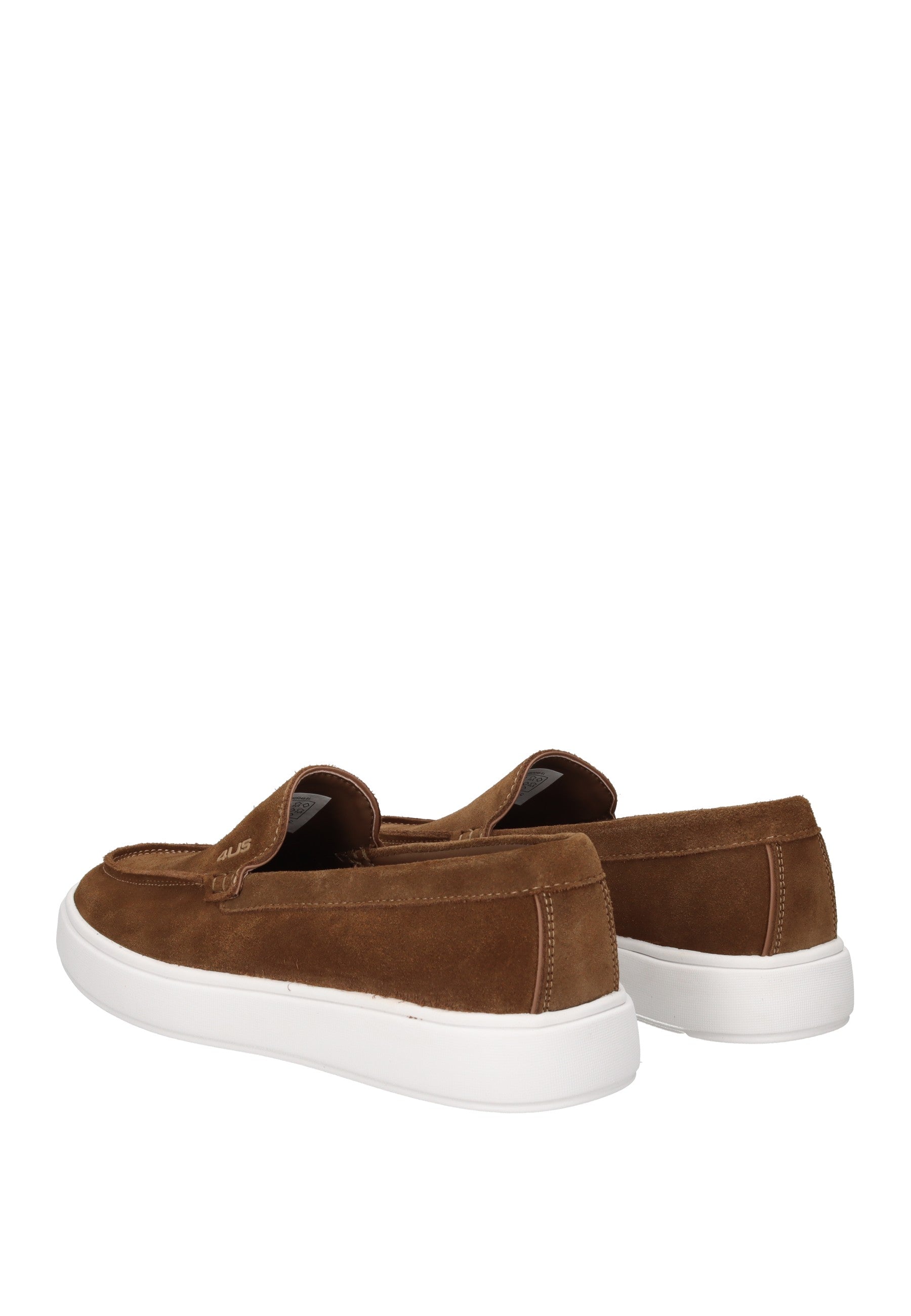HM25045-01 Mocassino PACIOTTI 4US brown suede shoes with white rubber sole, stylish and comfortable design.