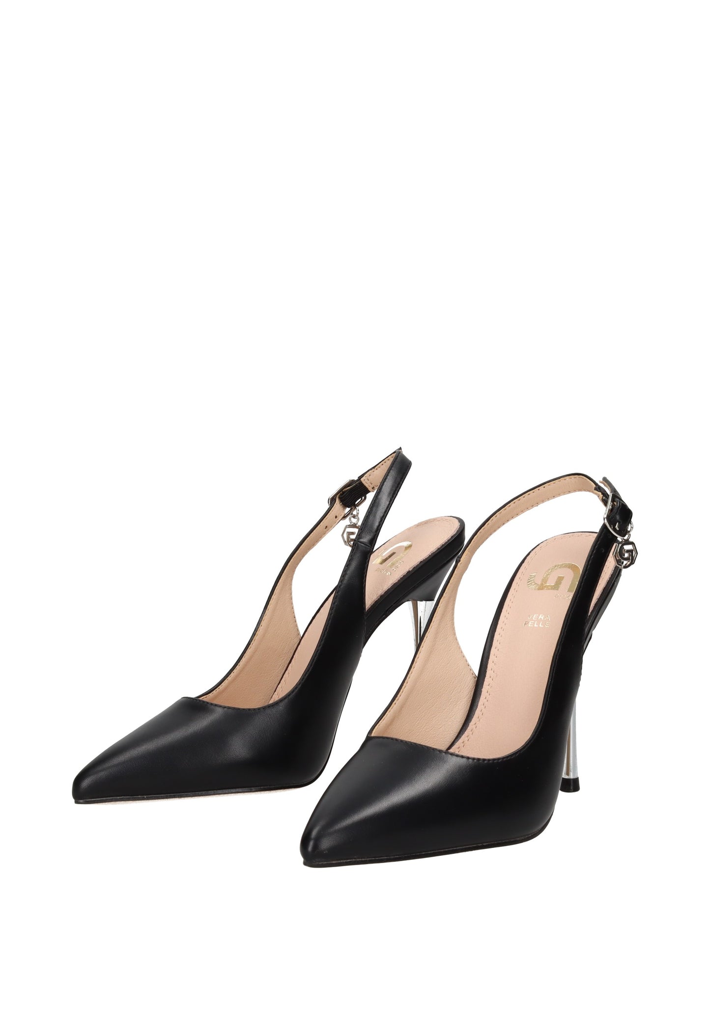 GP907 Decollete aperto dietro GOLD&GOLD elegant black high heel slingback shoes