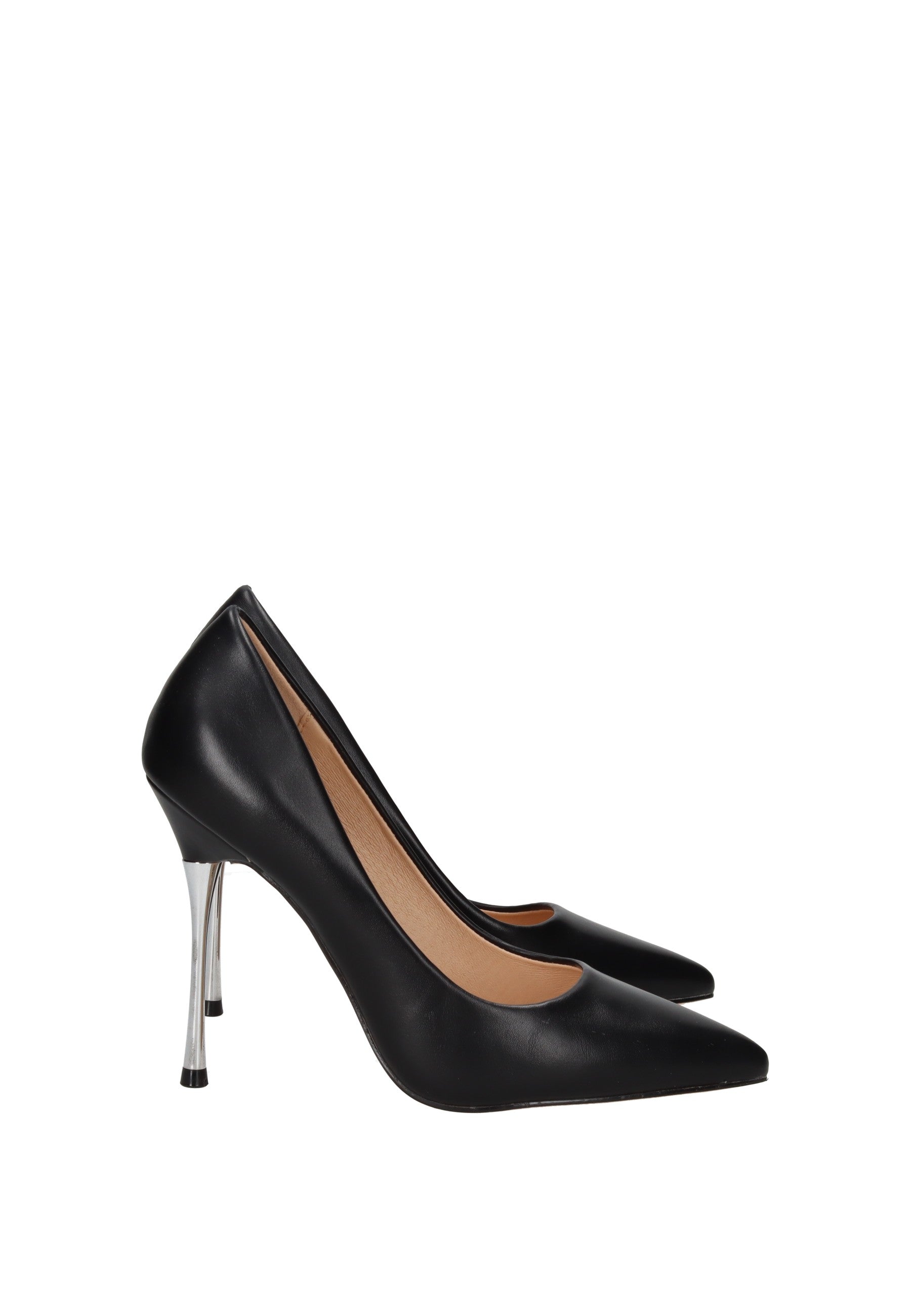 GP846 Decollete GOLD&GOLD black high heel shoes with sleek design and silver heel detail.