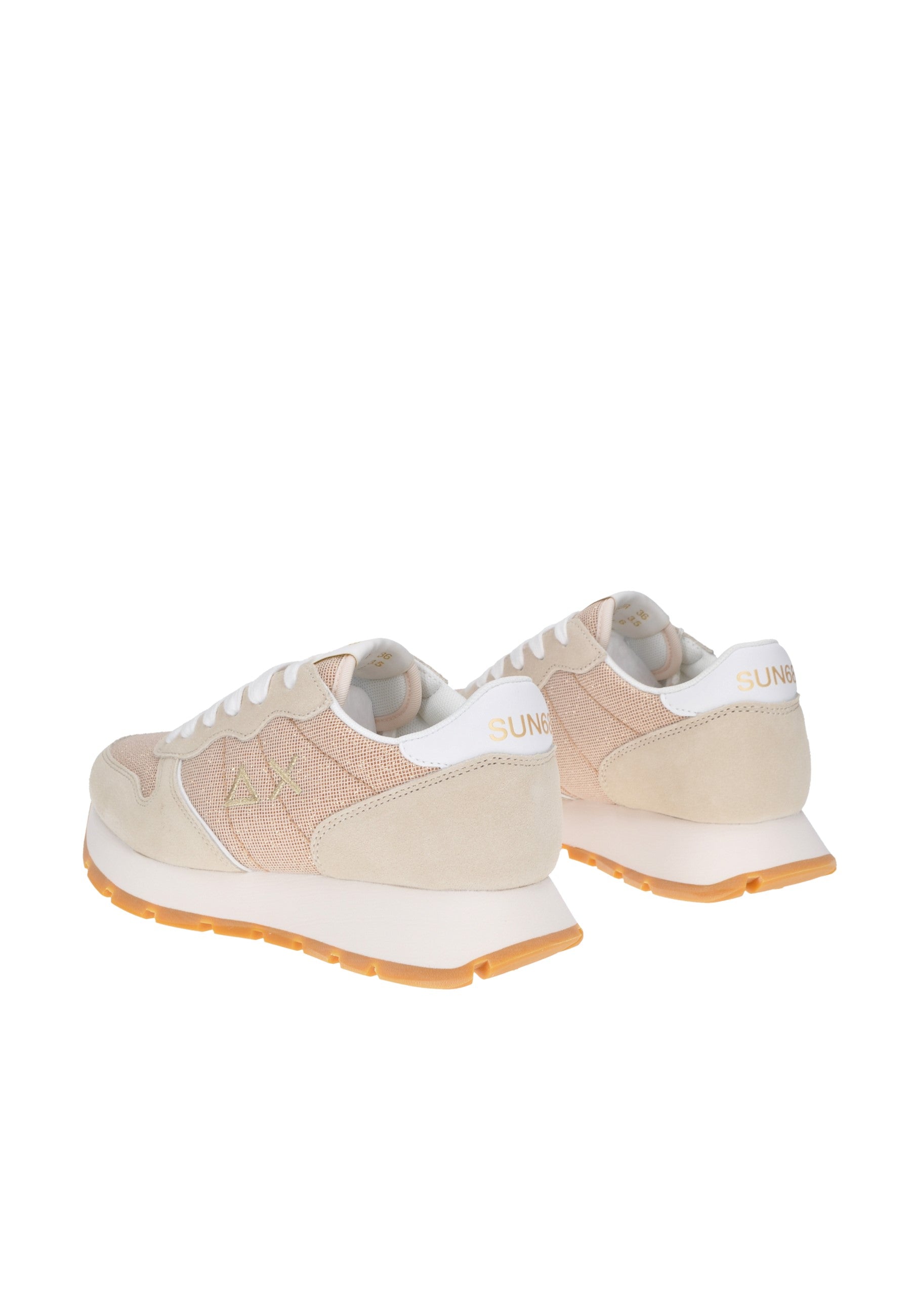 Z35203 SUN68 sneakers in beige suede with cushioned insole and rubber sole for comfort and style.