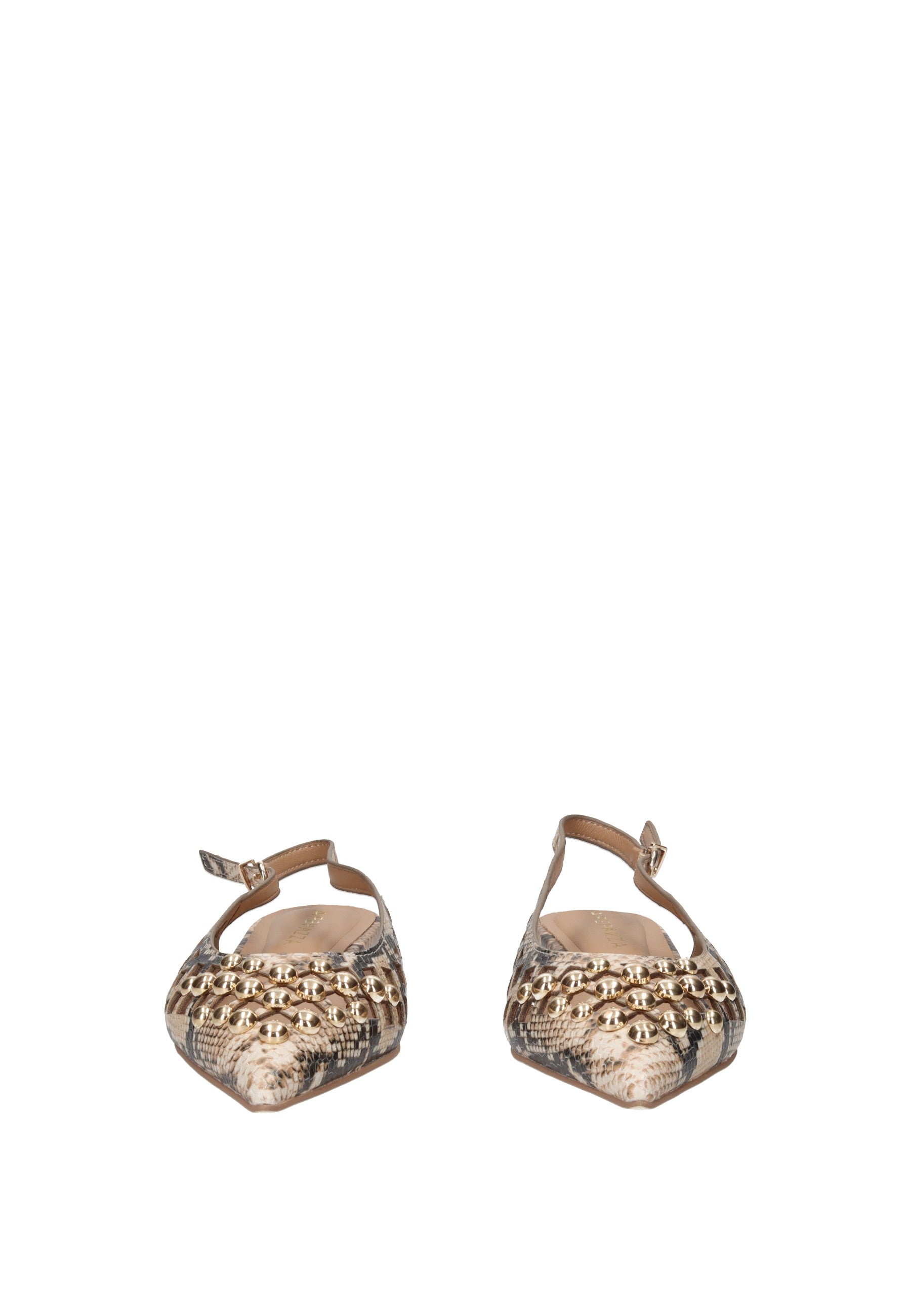 S6PETAL03/PYT Ballerina APEPAZZA shoes with snake print design and ankle strap.