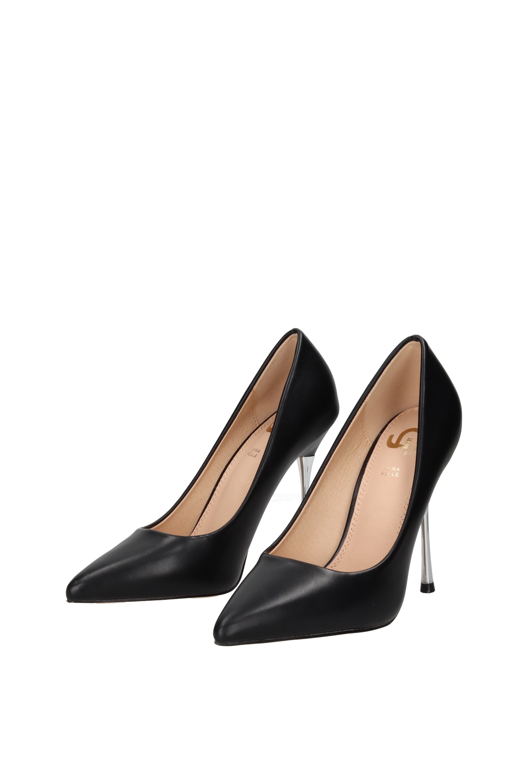GP846 Decollete GOLD&GOLD elegant black high-heel shoes with pointed toe design.