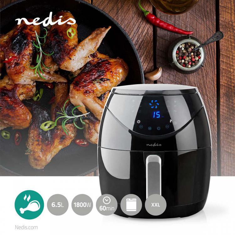 Nedis 6,5-Liter-Digital-Heißluftfritteuse mit Backofen und Timer, 1800 W