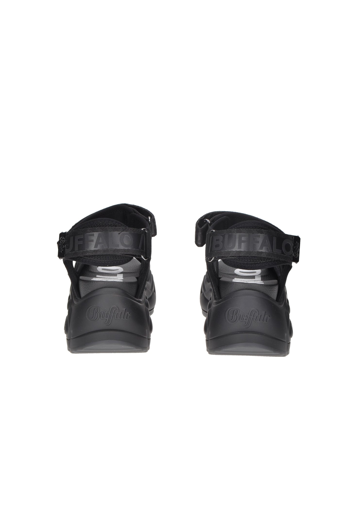 Rear view of BN1602196 Buffalo sandals with Velcro straps and cushioned sole.