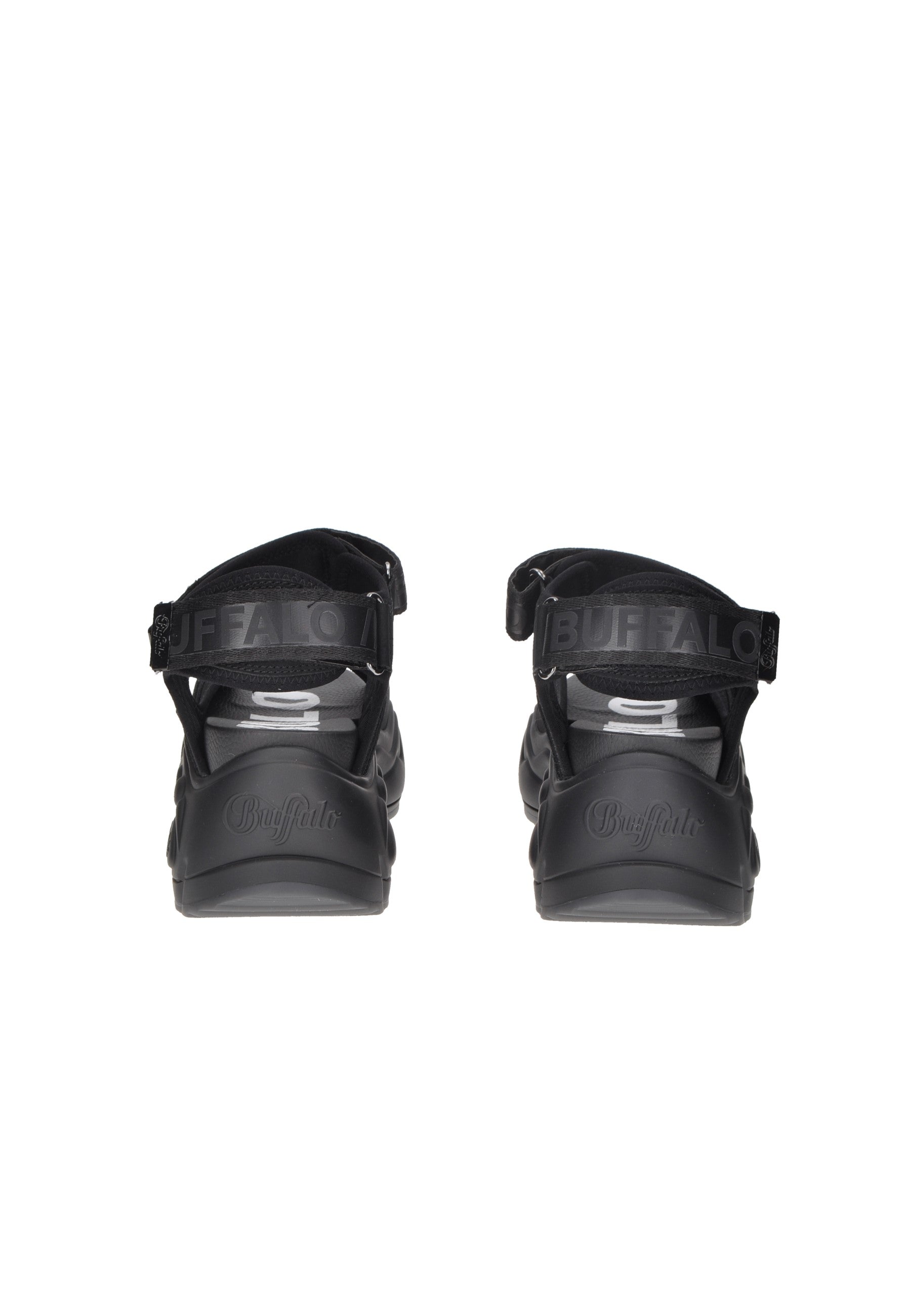 Rear view of BN1602196 Buffalo sandals with Velcro straps and cushioned sole.
