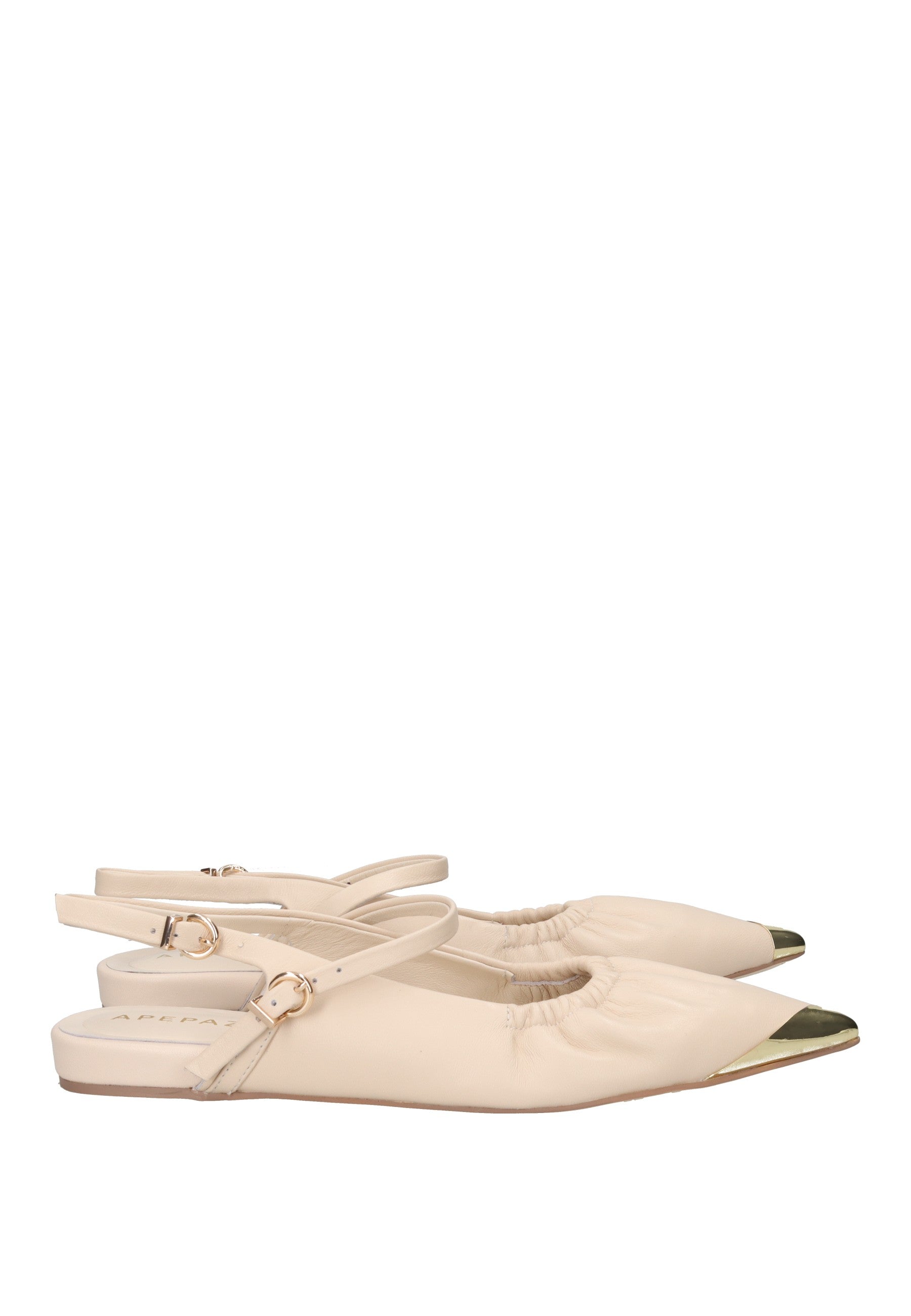 S6PETAL01/LEA Ballerina APEPAZZA in pelle con cinturino alla caviglia e punta sfilata in metallo.