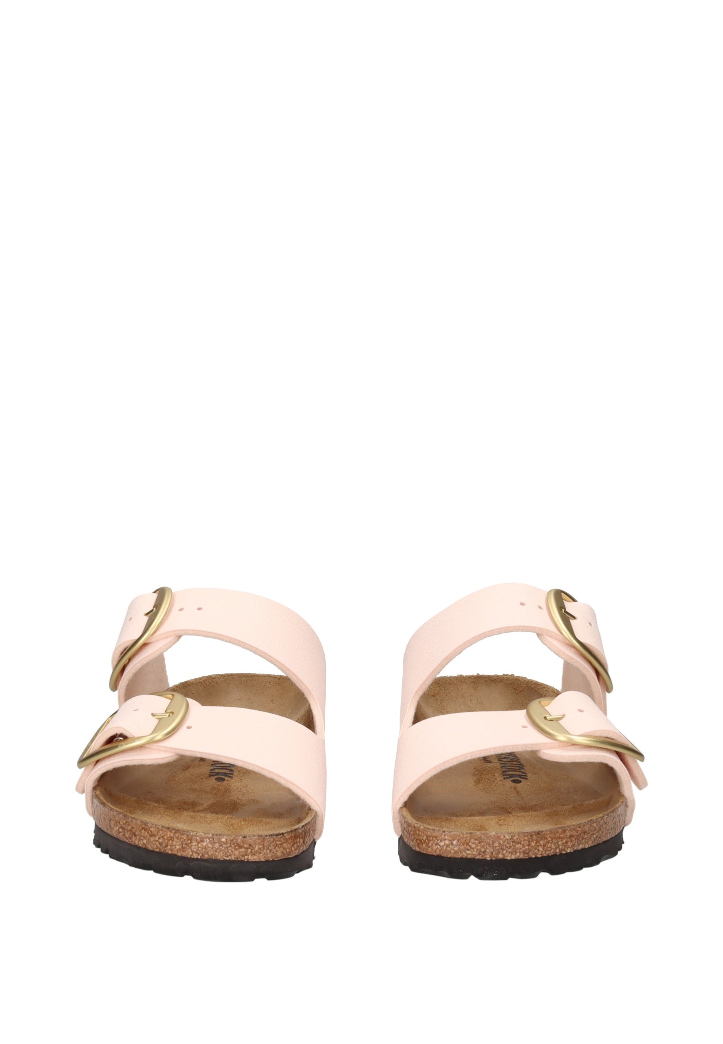 1031566 Sandalo BIRKENSTOCK in rosa con due cinturini e fibbie regolabili, sughero e lattice, fondo gomma.