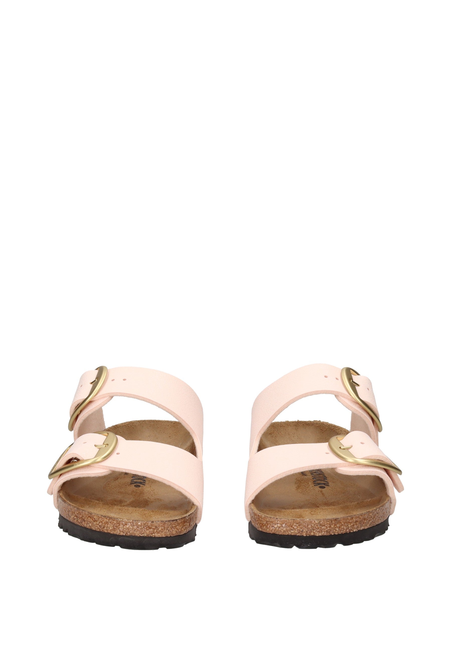 1031566 Sandalo BIRKENSTOCK in rosa con due cinturini e fibbie regolabili, sughero e lattice, fondo gomma.