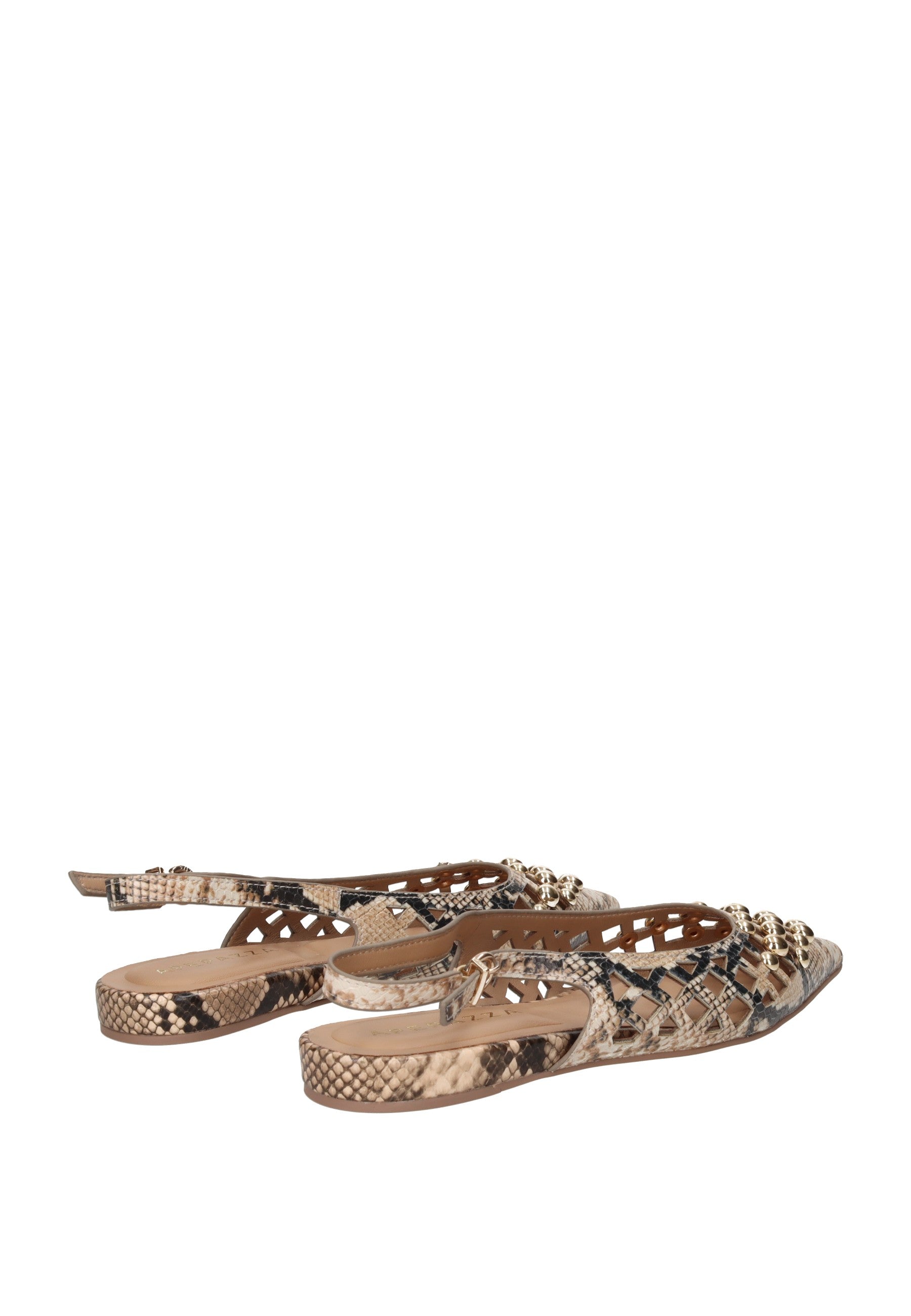 S6PETAL03/PYT Ballerina APEPAZZA in snake print with back strap and padded insole.