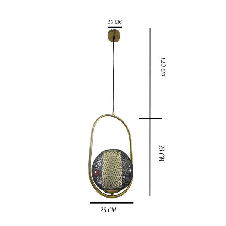 Oval Pendant Chandelier LED Light E27 Lamp Mesh Sphere Metal Gold Modern