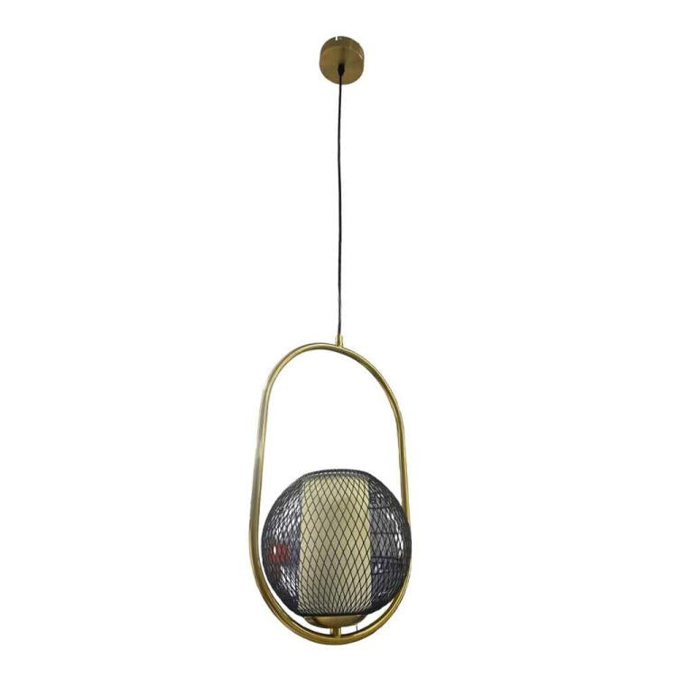 Oval Pendant Chandelier LED Light E27 Lamp Mesh Sphere Metal Gold Modern