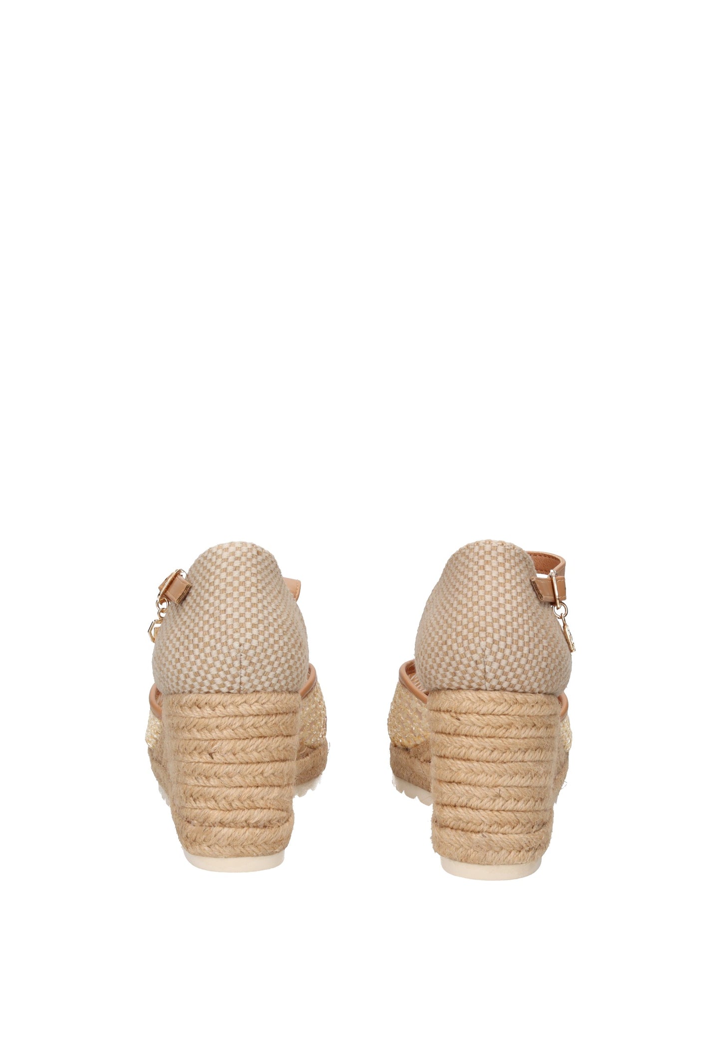 GH112 Espadrillas GOLD&GOLD rear view showing the stylish design and comfortable high wedge.