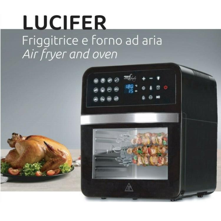 Melchioni Lucifer Heißluftfritteuse Elektroofen 12 Liter 1800 W Dörrgerät 