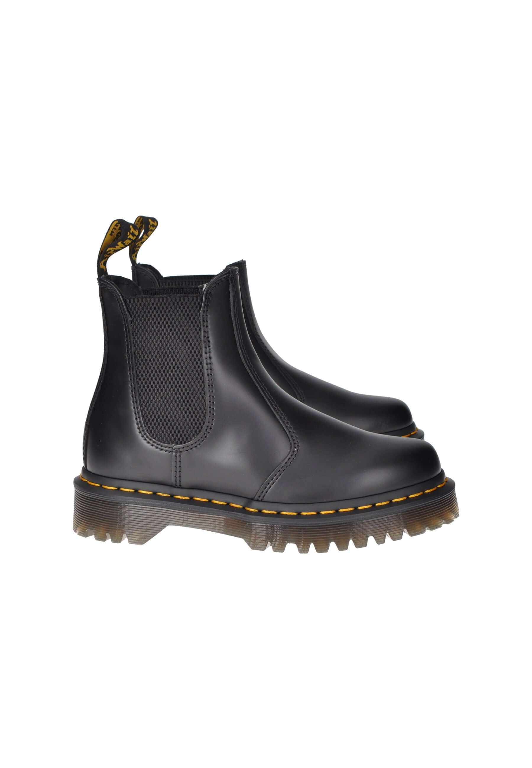 Black Dr. Martens 2976 Bex Chelsea boots with elastic side and rubber sole for comfort and style.