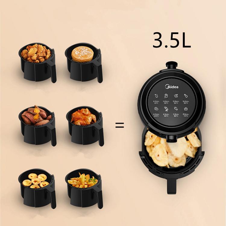 Midea Heißluftfritteuse TN35A2 Serie 6000, 3,5 l, 1450 W, ölfrei, Schwarz