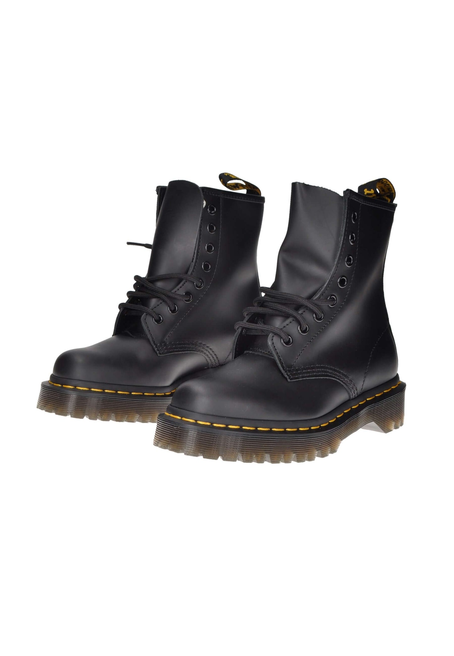 Dr. Martens 1460 Bex black leather boots with lace closure and rubber sole for a bold, edgy style.