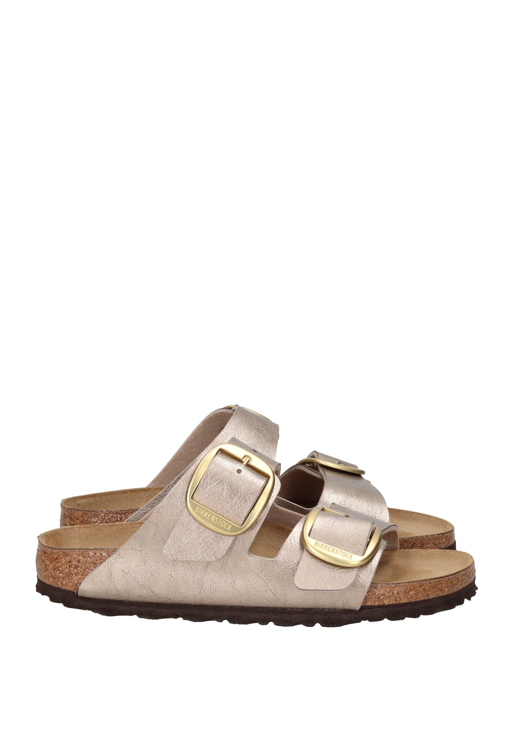 1020882 Sandalo BIRKENSTOCK, Arizona Big Buckle in sughero e lattice con fibbie regolabili, colore beige.