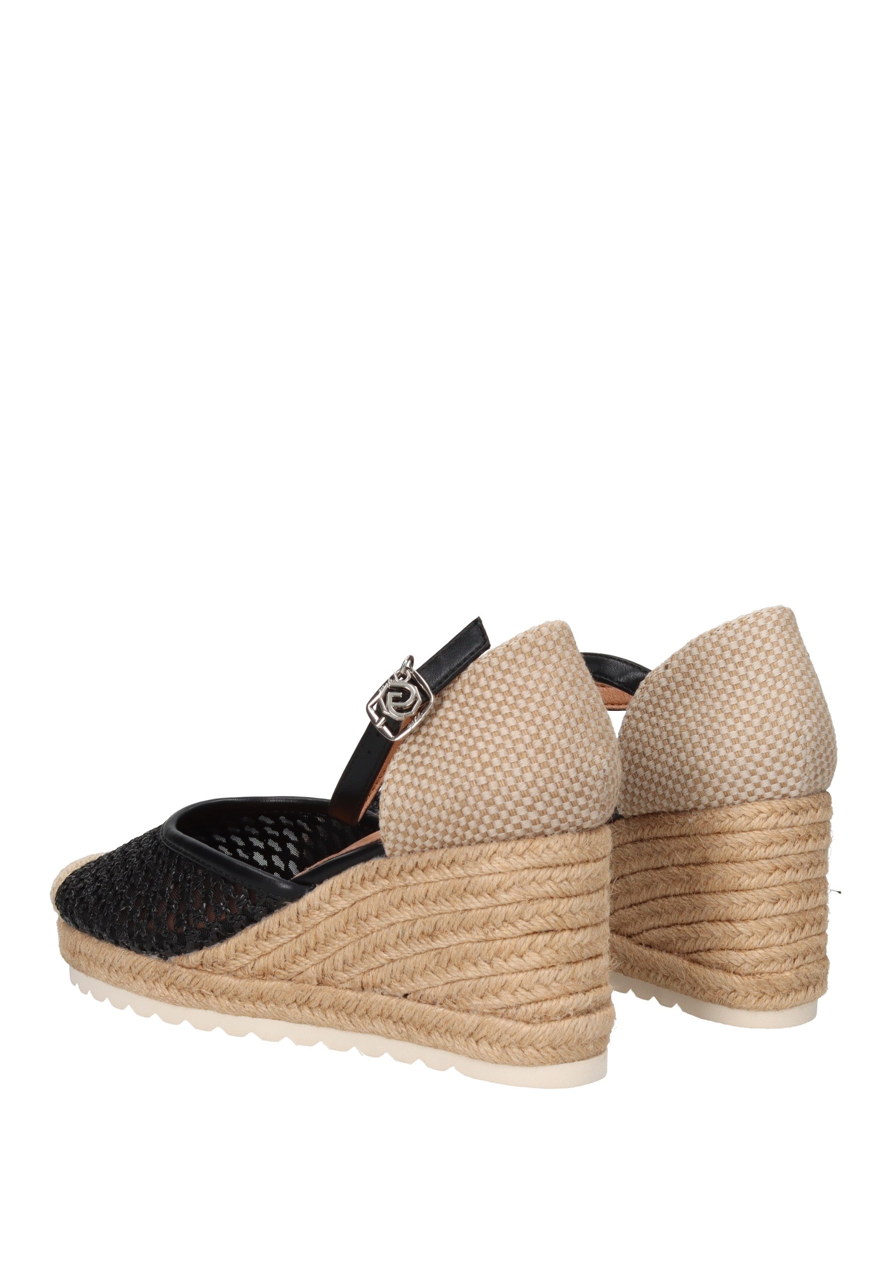 GH112 Espadrillas GOLD&GOLD view from the back showcasing stylish woven design and high wedge.
