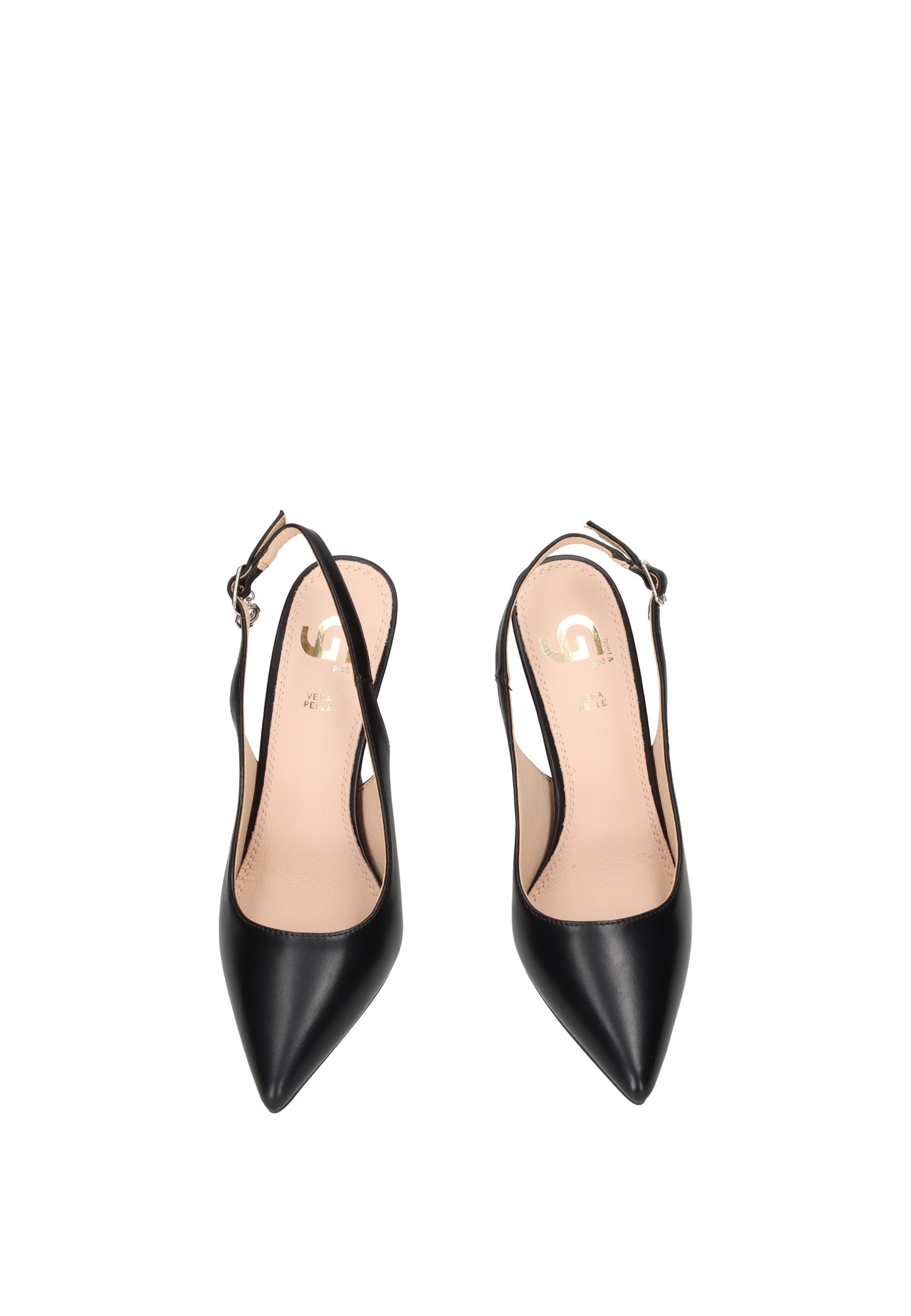 GP907 Decollete aperto dietro GOLD&GOLD eleganti scarpe nero con tacco alto, perfette per stile e comfort.