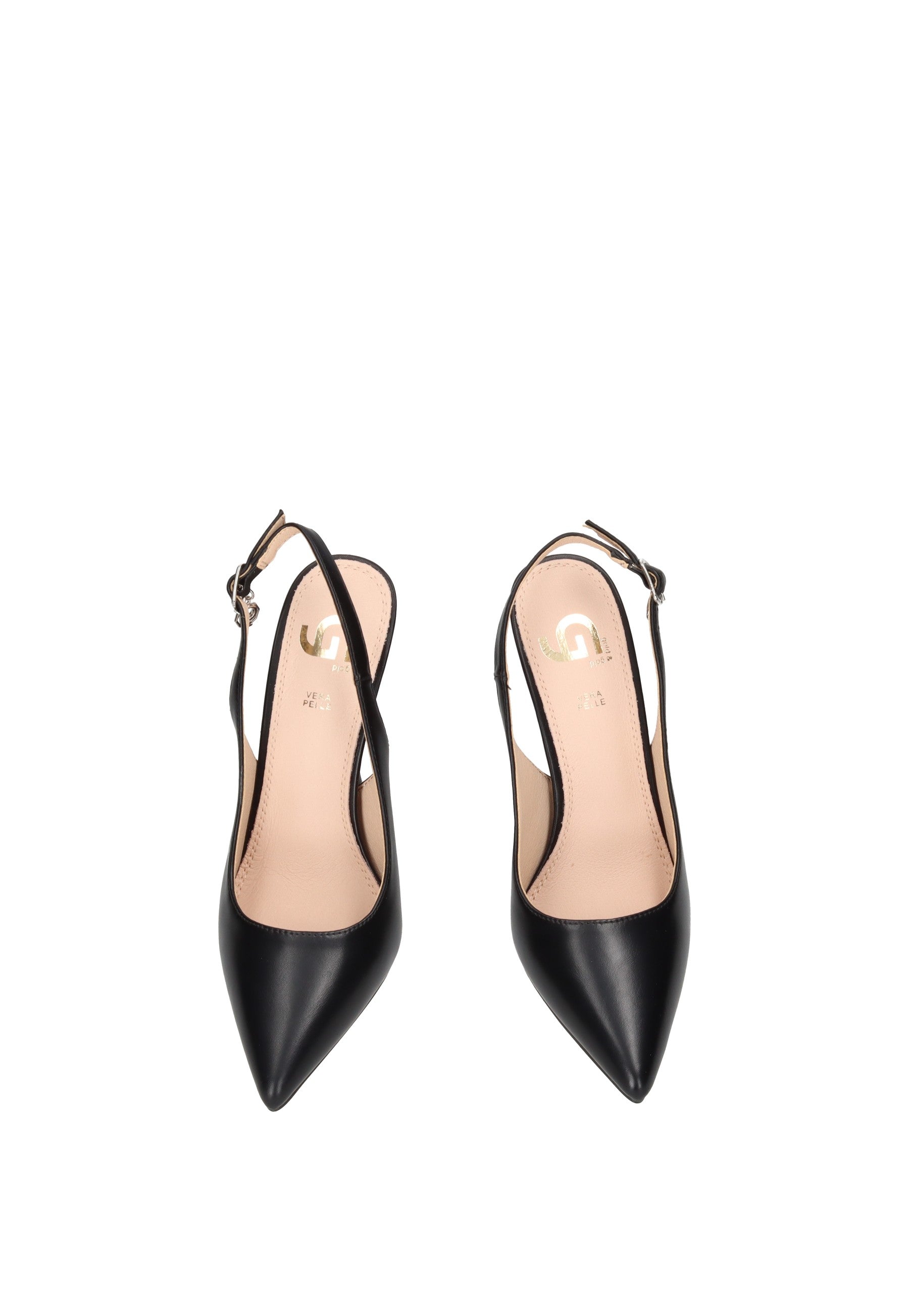 GP907 Decollete aperto dietro GOLD&GOLD eleganti scarpe nero con tacco alto, perfette per stile e comfort.