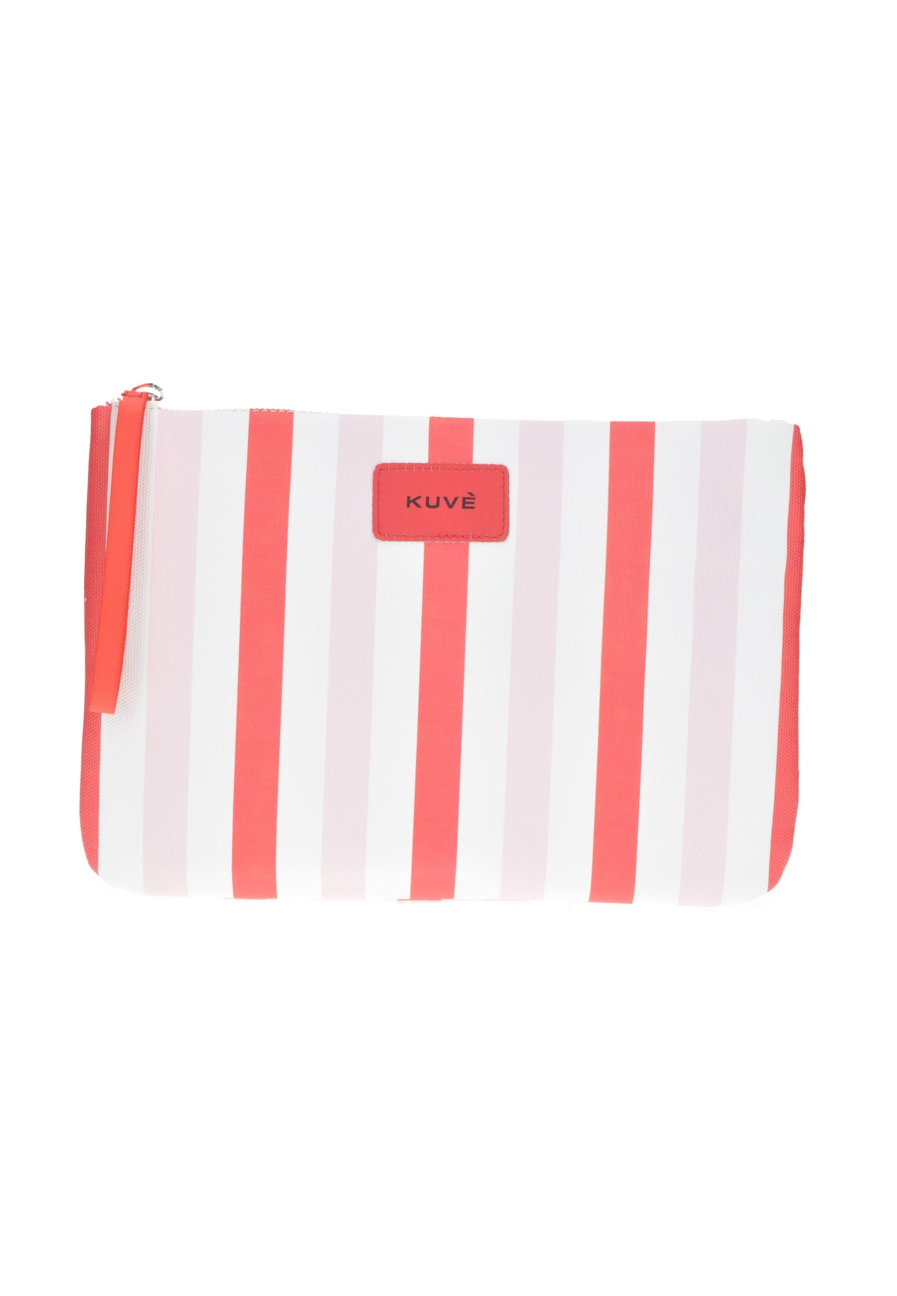 KBE31A528 Pochette KUVE' in red and white striped fabric, perfect for beach days and as a small cooler bag.