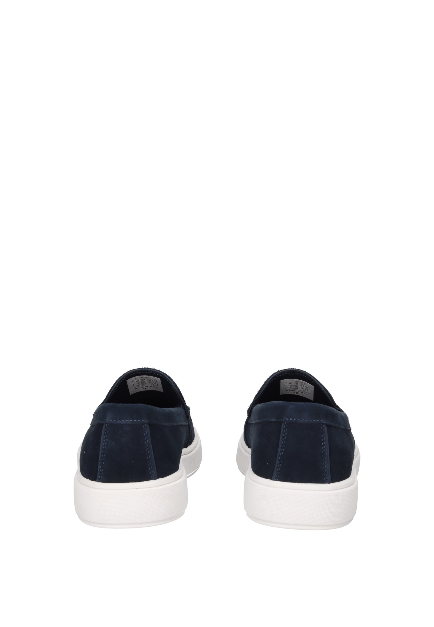 HM25045-01 Mocassino PACIOTTI 4US view from the back, showcasing stylish navy suede and rubber sole design.