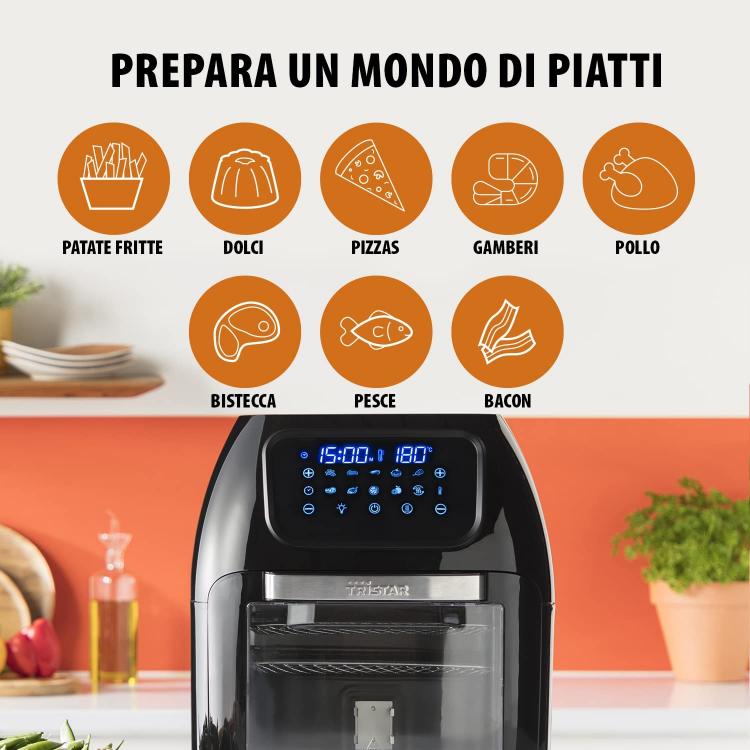 Tristar Heißluftfritteuse XXL 10 Liter 4-in-1 1800W Digitalanzeige 6964 Schwarzer Backofen 
