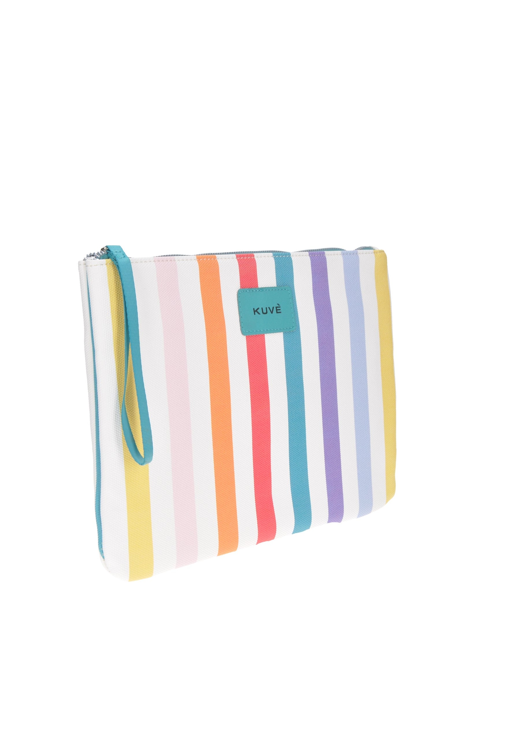 KBE31A528 Pochette KUVE' marine pouch with colorful stripes, ideal for beach days and storing personal items.