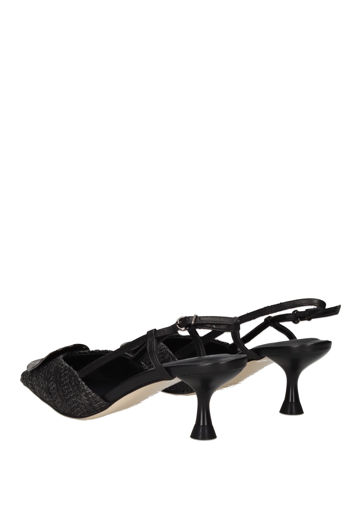 S6GLOW05/RAF Decollete aperto dietro APEPAZZA in raffia con tacco alto 6 cm e cinturino regolabile.