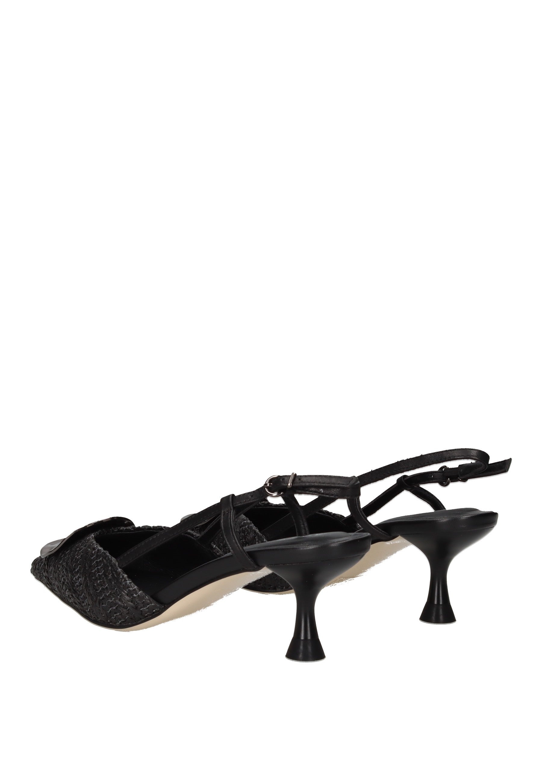 S6GLOW05/RAF Decollete aperto dietro APEPAZZA in raffia con tacco alto 6 cm e cinturino regolabile.