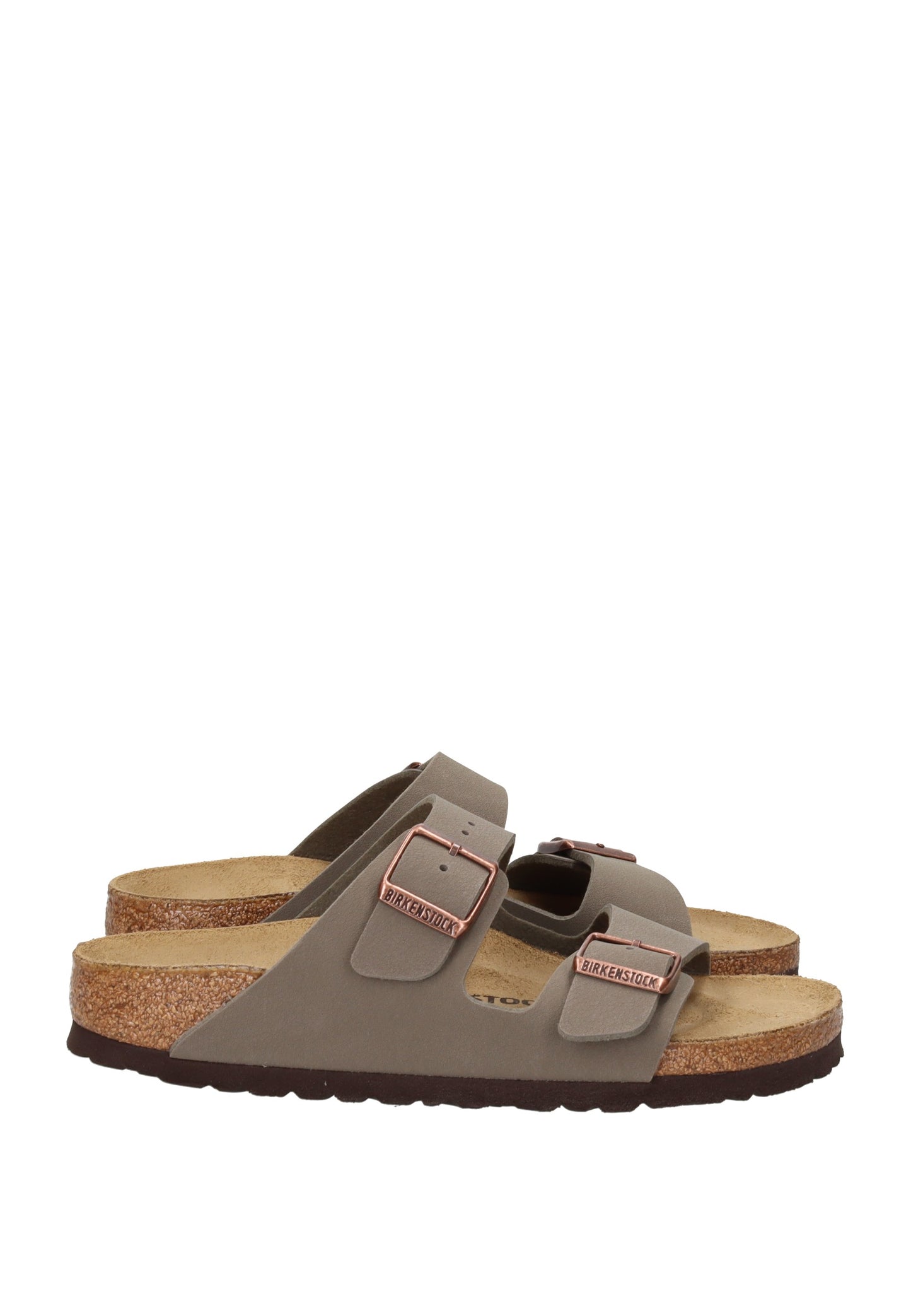 151213 Sandalo BIRKENSTOCK in sughero e lattice con fibbie regolabili e suola in gomma.