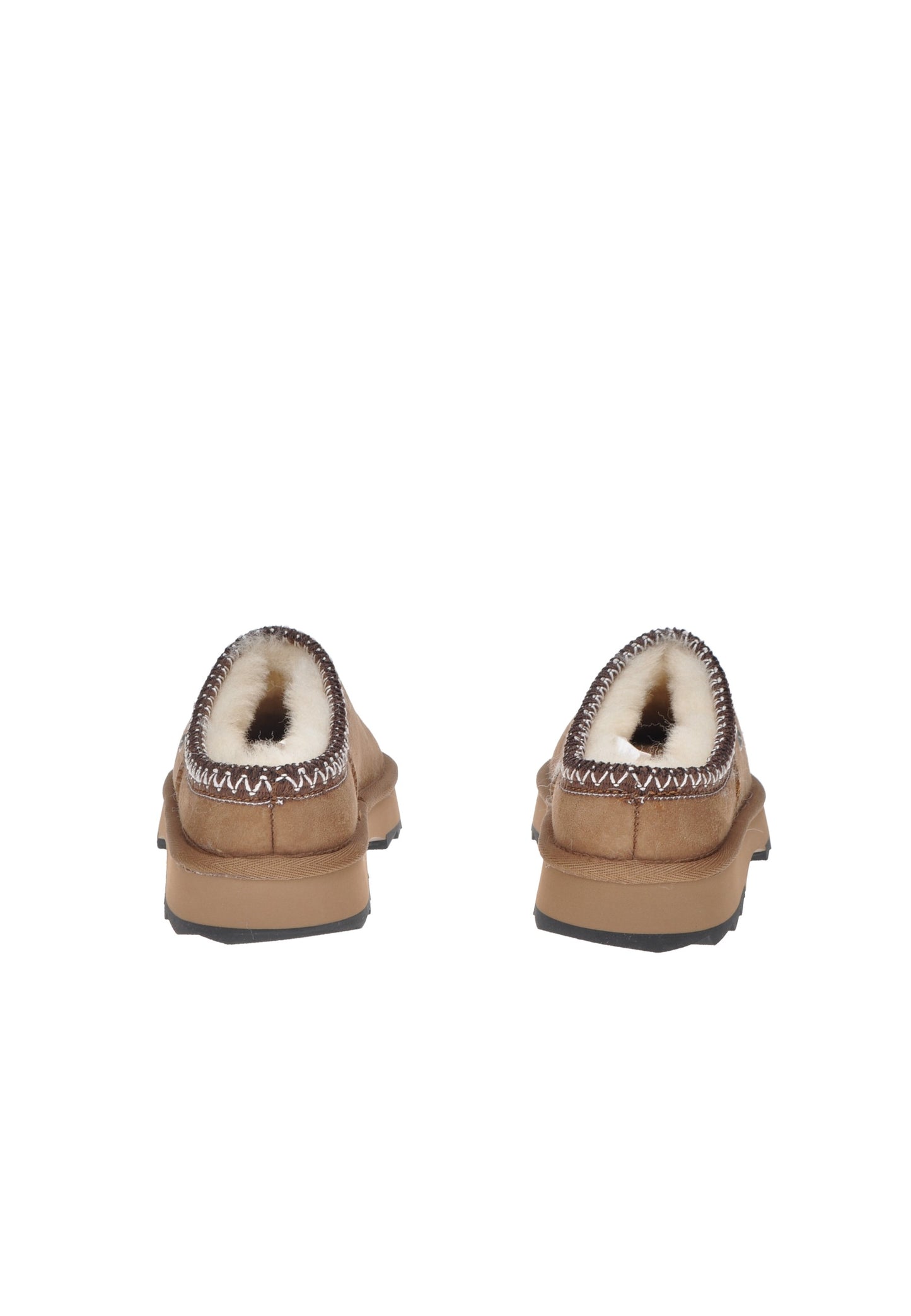W13179 Sabot EMU AUSTRALIA, view of the back of stylish and comfortable Sharky Scuff slippers in soft brown.