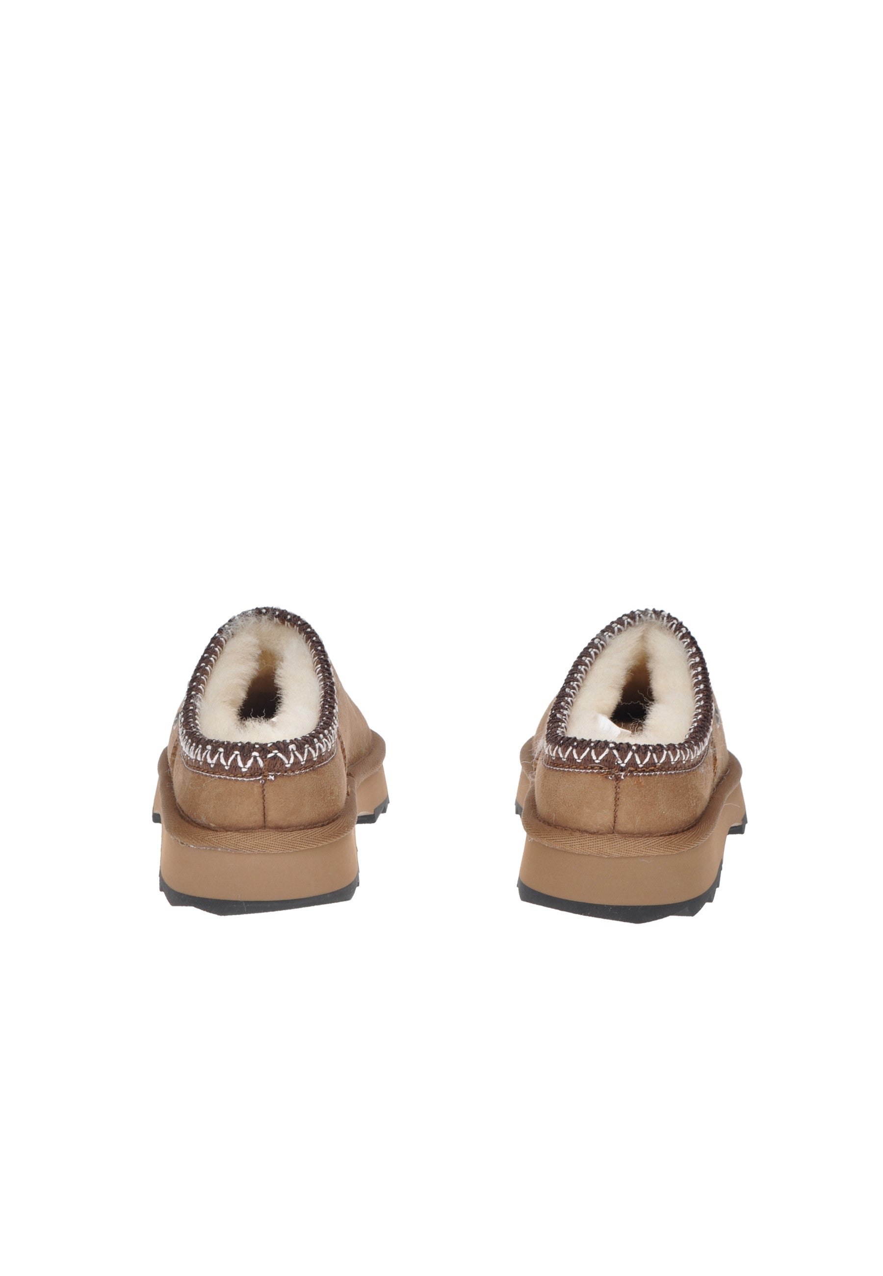 W13179 Sabot EMU AUSTRALIA, view of the back of stylish and comfortable Sharky Scuff slippers in soft brown.