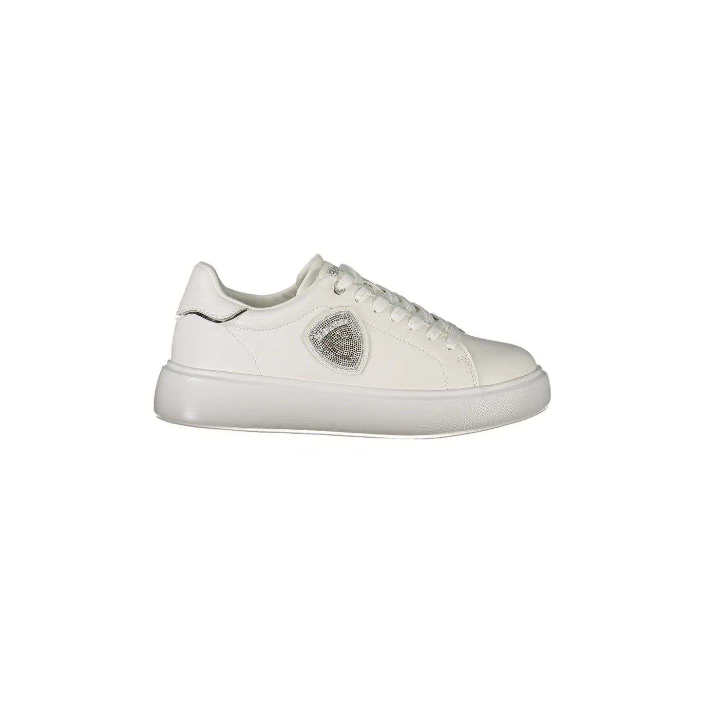 Weiße Damen-Sneaker von BLAUER mit silbernen Strassdetails