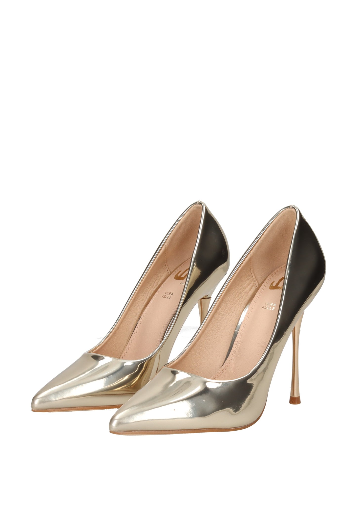 GP846-1 Decollete GOLD&GOLD in metallic gold with high heel, sophisticated eco-friendly elegance.