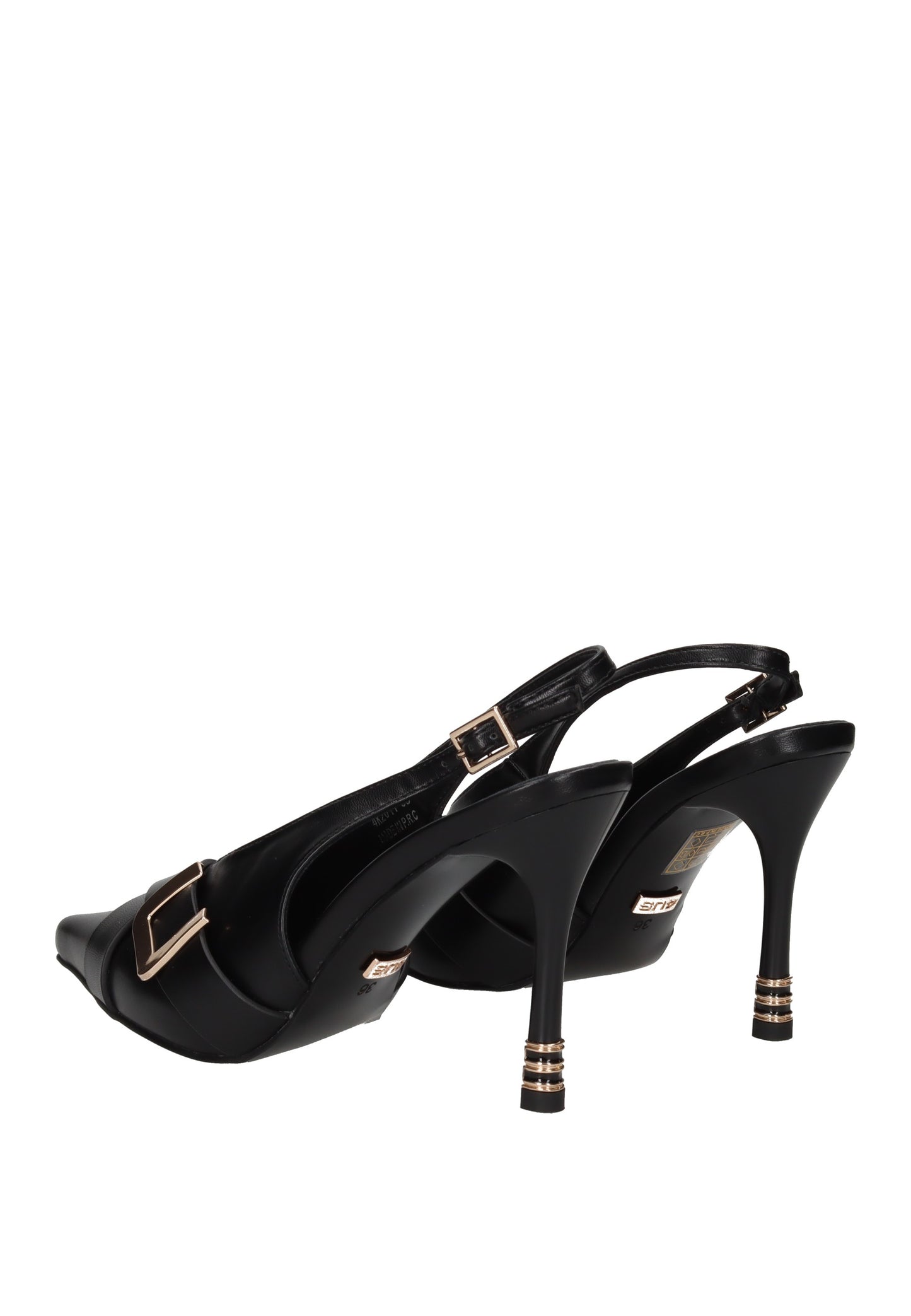 4K2611 Decollete aperto dietro PACIOTTI 4US black high-heeled shoes with slingback design.