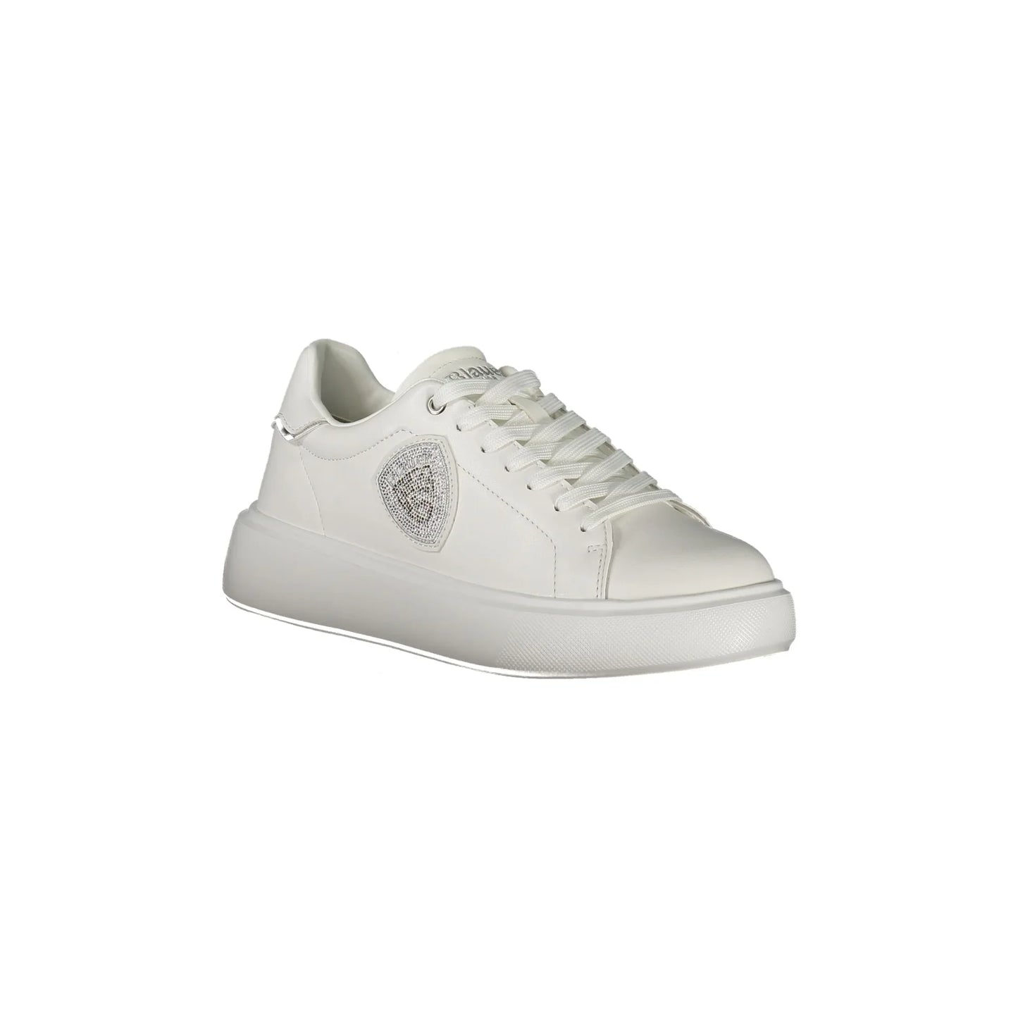 Weiße Damen-Sneaker von BLAUER mit silbernen Strassdetails