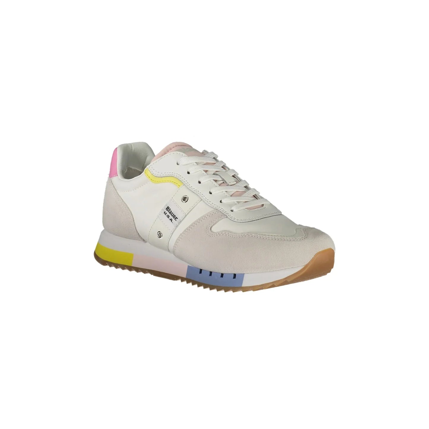 BLAUER Women's White Sneakers with Contrasting Laces and Removable Insole
