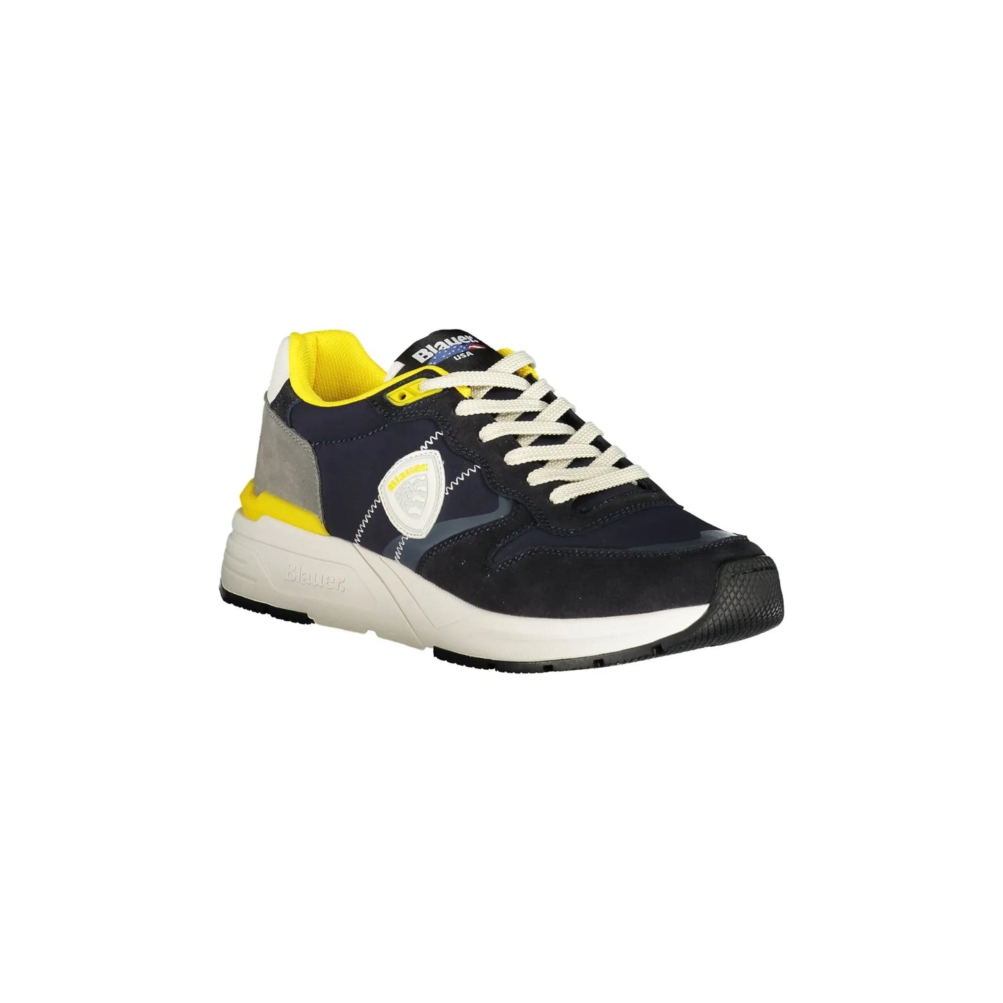 BLAUER Herren-Sportschuhe in Blau mit gelben Details und Schnürsenkeln