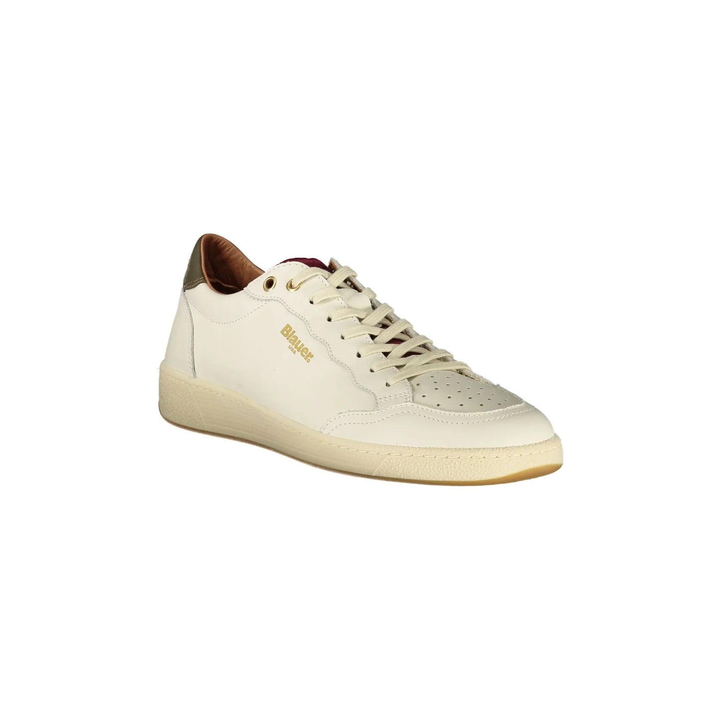 BLAUER Sneakers Uomo Bianche con Lacci e Dettagli a Contrasto Verde