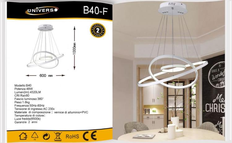 Verstellbarer 48-W-LED-Pendelleuchter (6500 K/Kaltweiß)