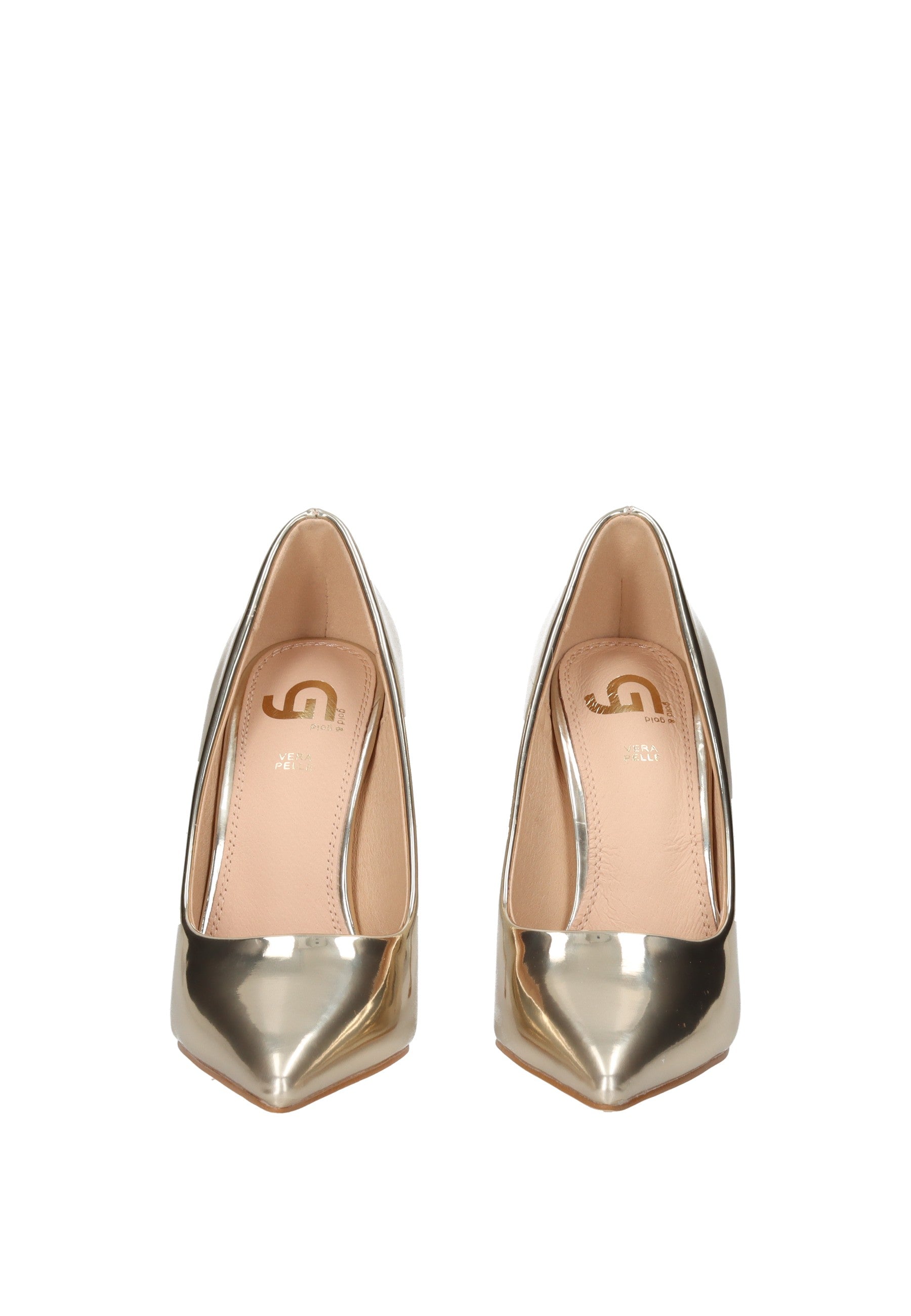 GP846-1 Decollete GOLD&GOLD in ecopelle oro, tacco alto 11 cm, scarpe eleganti da donna.