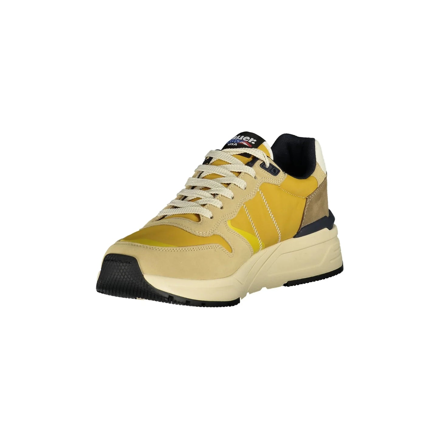 BLAUER Sneakers Uomo Beige con Dettagli Senape e Logo